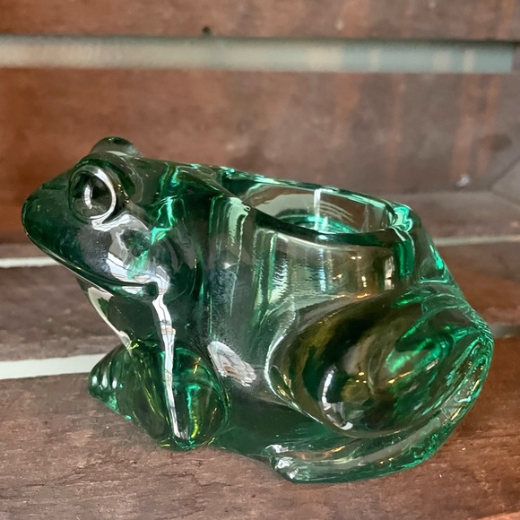 Indiana Glass Spanish Green Frog Votive Candle Holder - Picture 3 of 4